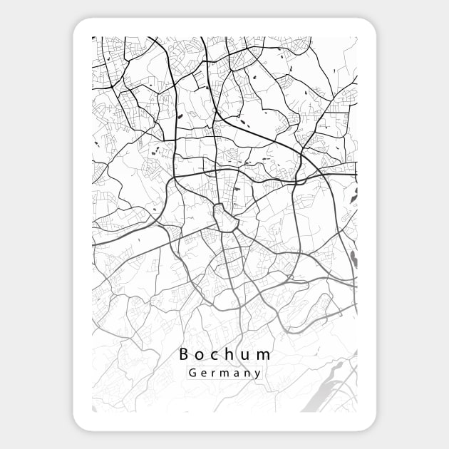 Bochum Germany City Map white Sticker by Robin-Niemczyk